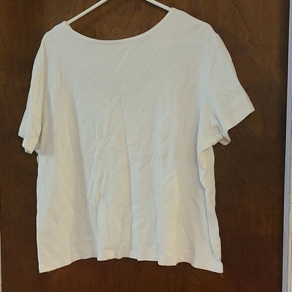 XL Classic Elements White Short Sleeve Top With Red, Blue and Gold Embellishment - Picture 4 of 5